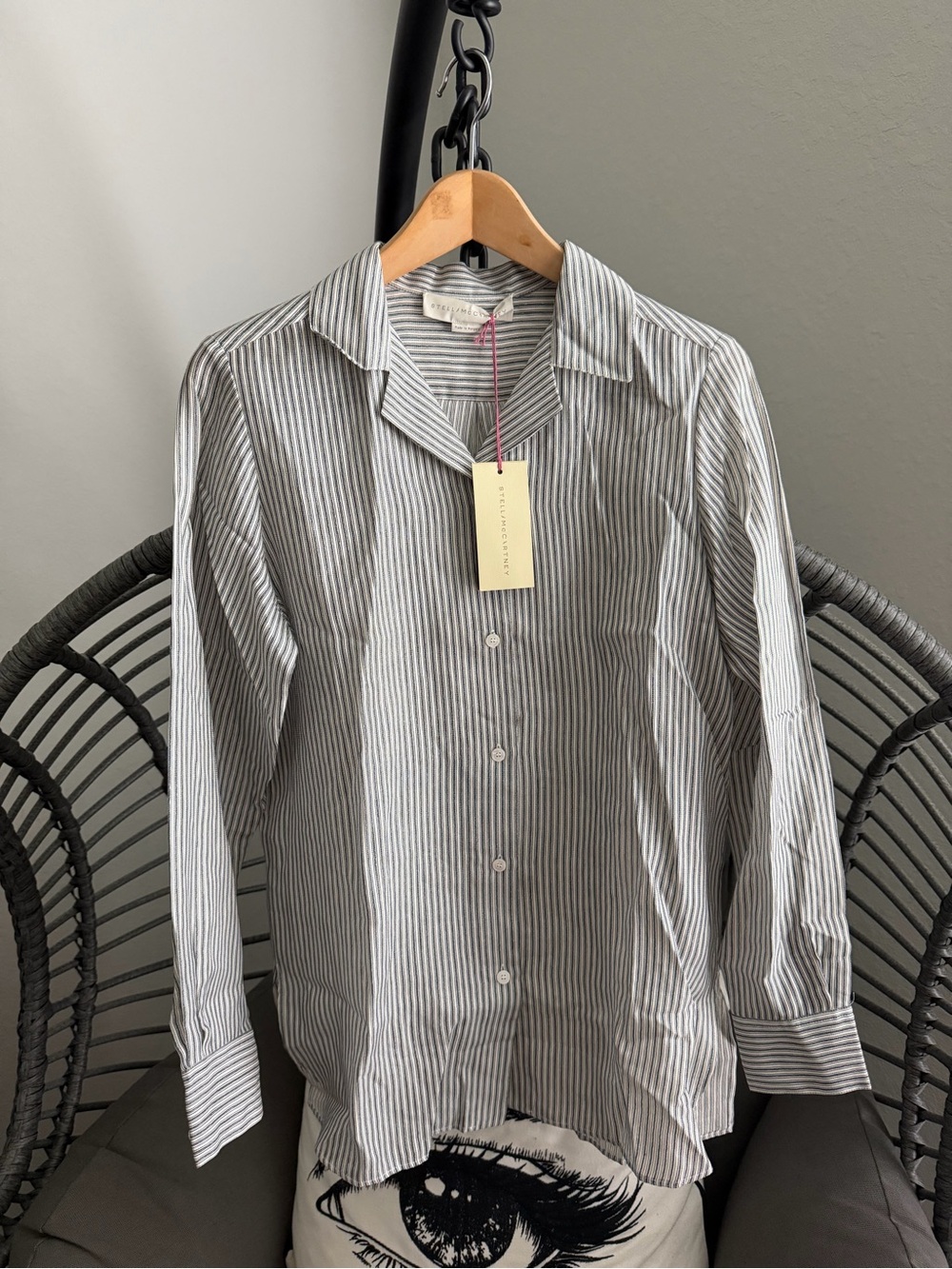 Stella McCartney Striped Gray and White Button-Up Shirt 40